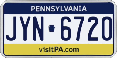 PA license plate JYN6720