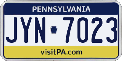 PA license plate JYN7023