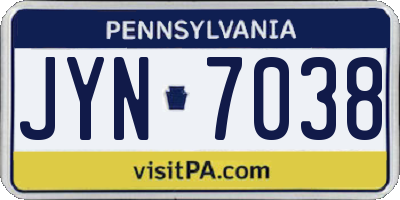 PA license plate JYN7038