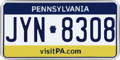 PA license plate JYN8308
