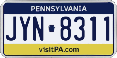 PA license plate JYN8311