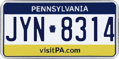 PA license plate JYN8314