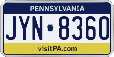 PA license plate JYN8360