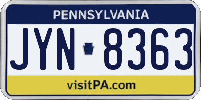 PA license plate JYN8363