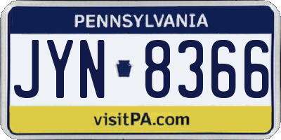 PA license plate JYN8366