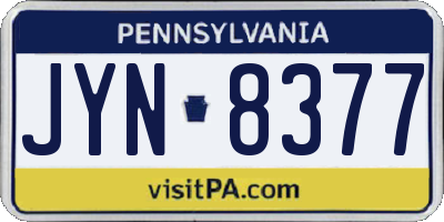 PA license plate JYN8377
