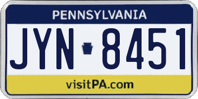 PA license plate JYN8451