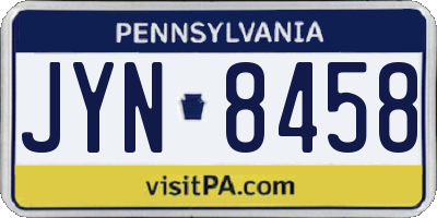 PA license plate JYN8458