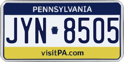 PA license plate JYN8505