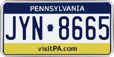 PA license plate JYN8665