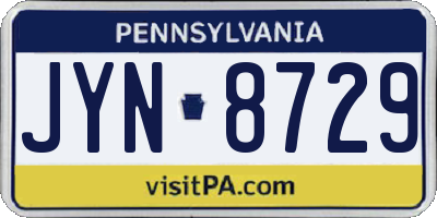 PA license plate JYN8729