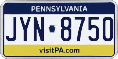 PA license plate JYN8750