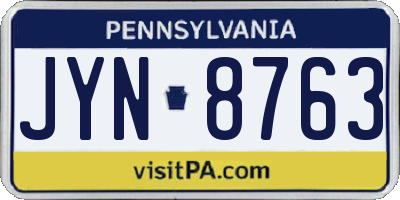 PA license plate JYN8763