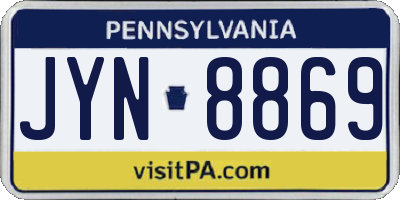 PA license plate JYN8869