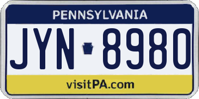 PA license plate JYN8980