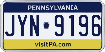 PA license plate JYN9196