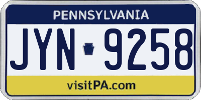 PA license plate JYN9258