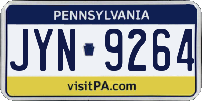PA license plate JYN9264