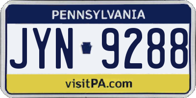 PA license plate JYN9288