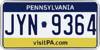 PA license plate JYN9364