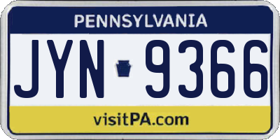 PA license plate JYN9366