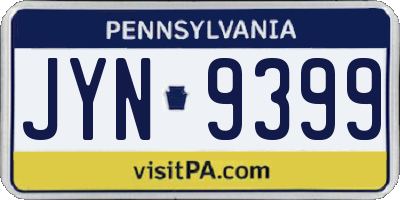 PA license plate JYN9399