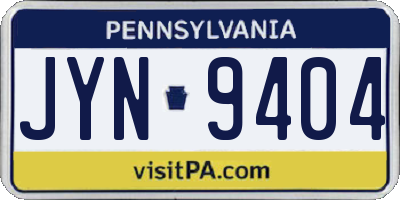 PA license plate JYN9404