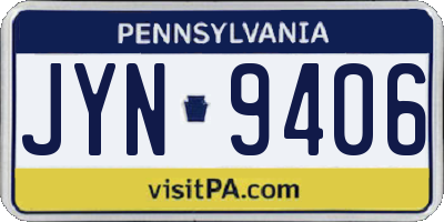 PA license plate JYN9406