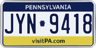 PA license plate JYN9418