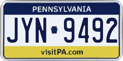 PA license plate JYN9492