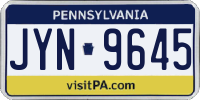 PA license plate JYN9645