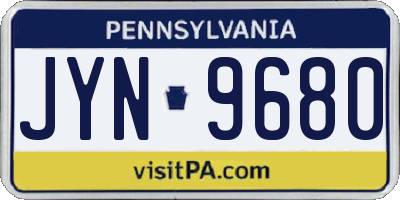 PA license plate JYN9680