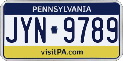 PA license plate JYN9789