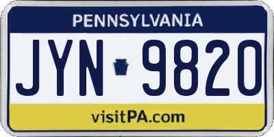 PA license plate JYN9820