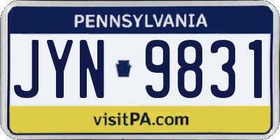 PA license plate JYN9831