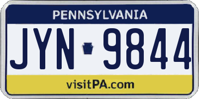 PA license plate JYN9844