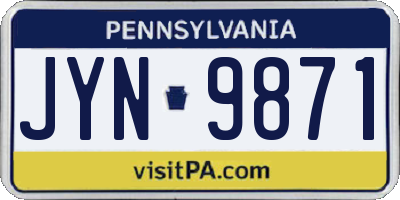 PA license plate JYN9871