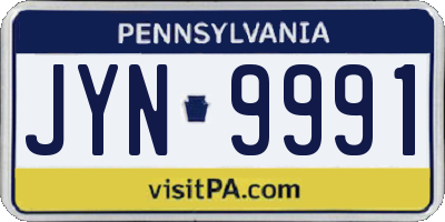 PA license plate JYN9991