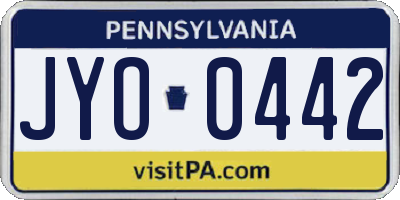 PA license plate JYO0442