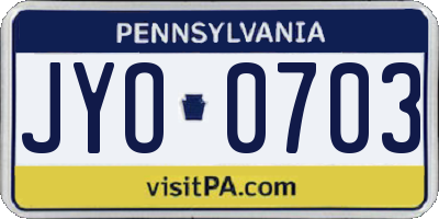 PA license plate JYO0703
