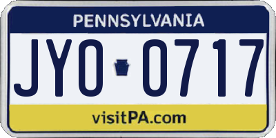PA license plate JYO0717