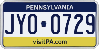 PA license plate JYO0729