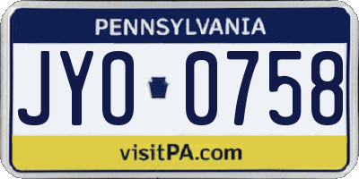 PA license plate JYO0758