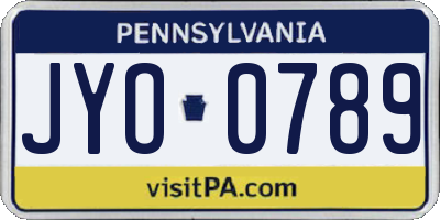 PA license plate JYO0789