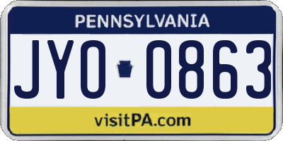 PA license plate JYO0863