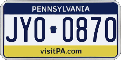 PA license plate JYO0870