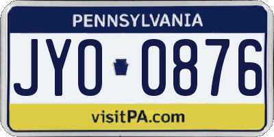 PA license plate JYO0876