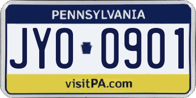 PA license plate JYO0901