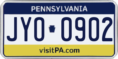 PA license plate JYO0902