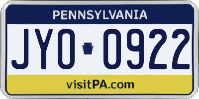 PA license plate JYO0922